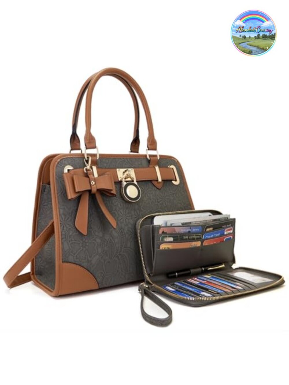 Satchel Handbag with Large RFID Wallet Wristlet Designer Tote